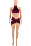 Green Sexy Solid Patchwork See-through Backless Sleeveless Two Pieces
