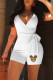 White Fashion Sexy Print Patchwork V Neck Rompers