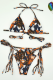 Brown Print Patchwork Draw String Swimwears