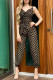 Black Gold Fashion Casual Print Patchwork Spaghetti Strap Jumpsuits