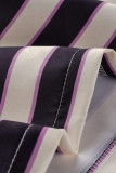 Multicolor Fashion Casual Striped Patchwork Turtleneck Long Sleeve Dresses