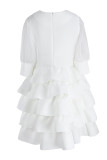 Red Celebrities Solid Patchwork V Neck Cake Skirt Dresses