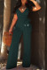 Army Green Fashion Sexy Print Patchwork V Neck Jumpsuits