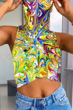 Colour Sexy Casual Print Tie Dye Vests Tops