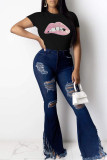 White Fashion Casual Patchwork Sequins O Neck T-Shirts