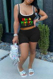 Red Casual Print Patchwork U Neck Sleeveless Two Pieces