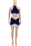 Green Sexy Solid Patchwork See-through Backless Sleeveless Two Pieces
