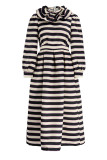 Multicolor Fashion Casual Striped Patchwork Turtleneck Long Sleeve Dresses