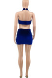 Green Sexy Solid Patchwork See-through Backless Sleeveless Two Pieces