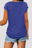 Purple Fashion Casual Solid Split Joint Zipper V Neck T-Shirts