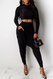 Coffee Fashion Casual Solid Basic O Neck Long Sleeve Two Pieces