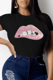 White Fashion Casual Patchwork Sequins O Neck T-Shirts