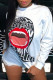 White Fashion Casual Print Basic O Neck Tops