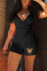 Black Fashion Sexy Print Patchwork V Neck Rompers