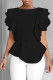 Black Fashion Casual Solid Patchwork O Neck Tops