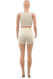 Pink Sexy Print Patchwork O Neck Sleeveless Two Pieces