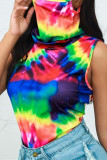 Colour Sexy Casual Print Tie Dye Vests Tops