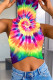 Orange Sexy Casual Print Tie Dye Vests Tops