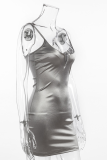 Red Sexy Solid Patchwork Spaghetti Strap Pencil Skirt Dresses