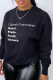 Black Casual Street Print Patchwork Letter O Neck Tops