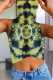 Dark Green Sexy Casual Print Tie Dye Vests Tops