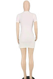 Yellow Sexy Solid Patchwork Zipper O Neck Pencil Skirt Dresses