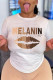 White Fashion Casual Print Basic O Neck T-Shirts