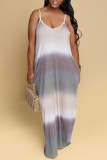 Multicolor Fashion Sexy Print Backless Spaghetti Strap Long Dress