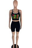 Red Casual Print Patchwork U Neck Sleeveless Two Pieces