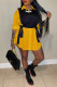 Yellow Casual Simplicity Solid Patchwork Buckle Turndown Collar Long Sleeve Two Pieces