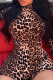 Leopard Print Sexy Leopard Patchwork Turtleneck Skinny Rompers