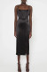 Black Fashion Sexy Solid Backless Slit Square Collar Sling Dress
