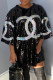 Silver Fashion Street Letter Sequins O Neck Straight Dresses