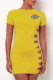 Gold Fashion Casual Print Hollowed Out O Neck Dresses