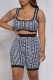Black Fashion Sexy Casual Print Basic U Neck Sleeveless Two Pieces
