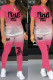 Pink Casual Gradual Change Letter Print Patchwork O Neck Short Sleeve Two Pieces