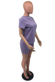 Yellow Fashion Casual Solid Basic O Neck Short Sleeve Two Pieces