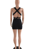 Red Sexy Solid Bandage Hollowed Out Patchwork Fold Asymmetrical Dresses