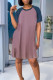 Purple Fashion Casual Solid Patchwork O Neck Short Sleeve Dress Dresses