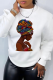 White Fashion Casual Print Patchwork O Neck Tops