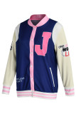 Red Casual Street Print Patchwork Buckle Outerwear