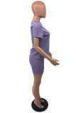 Yellow Fashion Casual Solid Basic O Neck Short Sleeve Two Pieces