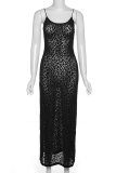 White Sexy Print Patchwork Spaghetti Strap Pencil Skirt Dresses