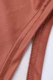 Orange Casual Tank Sleeveless O Neck Asymmetrical Mid Calf Solid Dresses
