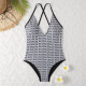 White Fashion Sexy Letter Backless Swimwears
