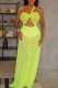 Yellow Sexy Solid Patchwork See-through Swimwears
