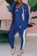 Blue Fashion Sportswear Print Patchwork Hooded Collar Long Sleeve Three Pieces