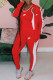 Red Fashion Sportswear Print Patchwork Hooded Collar Long Sleeve Three Pieces