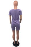 Yellow Fashion Casual Solid Basic O Neck Short Sleeve Two Pieces