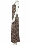 White Sexy Print Patchwork Spaghetti Strap Pencil Skirt Dresses